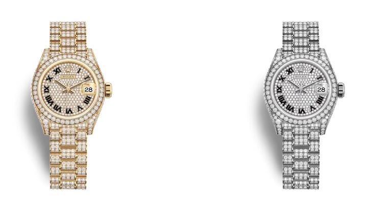 1:1 reproduction watches are fully decorated with diamonds.